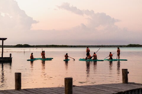 Paddleboard or kayak sunrise tour in Bacalar lagoon