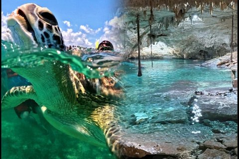 Turtle snorkeling and visit of an underground cenote with food